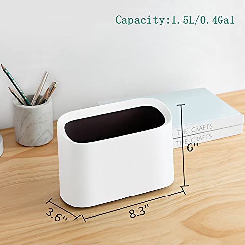 CIAOVITA Small Trash Can Mini Plastic Desk Garbage Can Waste Basket for Kitchen Bathroom Office Restroom Living Room, Trash Bin Countertop Little Compact Simple Modern Wastebasket 1.5 Liter White