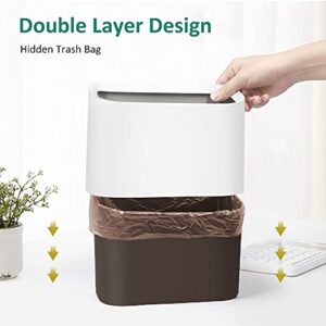 CIAOVITA Small Trash Can Mini Plastic Desk Garbage Can Waste Basket for Kitchen Bathroom Office Restroom Living Room, Trash Bin Countertop Little Compact Simple Modern Wastebasket 1.5 Liter White