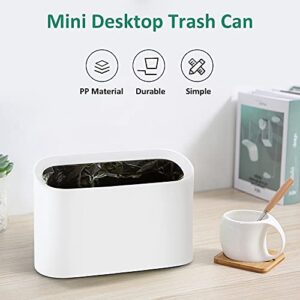 CIAOVITA Small Trash Can Mini Plastic Desk Garbage Can Waste Basket for Kitchen Bathroom Office Restroom Living Room, Trash Bin Countertop Little Compact Simple Modern Wastebasket 1.5 Liter White