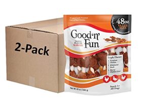 good ’n’ fun triple flavor kabobs 48 ounce, rawhide snack for all dogs (2 pack)