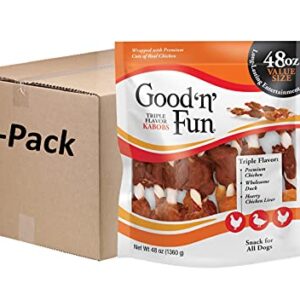 Good ’n’ Fun Triple Flavor Kabobs 48 Ounce, Rawhide Snack for All Dogs (2 Pack)