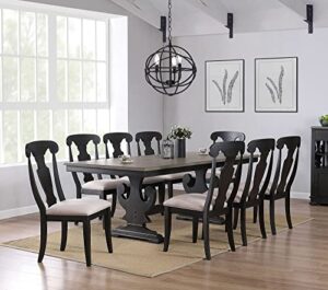 pilaster designs indoor home decorative furniture frates 9 piece extendable dining set, black & brown wood (table & 8 chairs)
