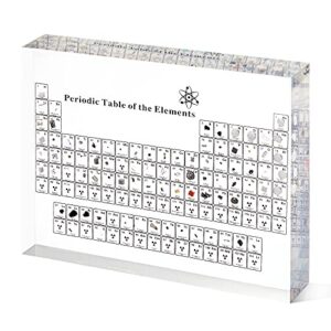 mukarisk large size periodic table with real elements inside, 7.9 inch acrylic periodic table with elements samples, periodic table display with elements, 7.9 * 5 * 1 inch