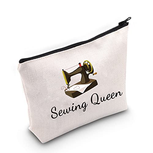 JNIAP Sewing Cosmetic Bag Sewing Queen Gifts for Quilters Seamstress Gifts for Women Makeup Zipper Pouch (Sewing Queen)