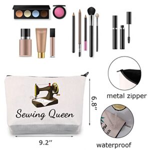 JNIAP Sewing Cosmetic Bag Sewing Queen Gifts for Quilters Seamstress Gifts for Women Makeup Zipper Pouch (Sewing Queen)