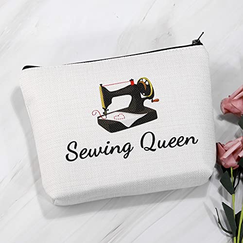 JNIAP Sewing Cosmetic Bag Sewing Queen Gifts for Quilters Seamstress Gifts for Women Makeup Zipper Pouch (Sewing Queen)