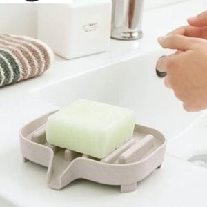 Sihuuu Soap Dish, Soap Saver Holder Soap Tray for Bathroom Shower Easy Cleaning, Dry, Stop Mushy Soap (Beige, Plastic)