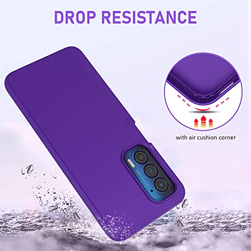 for Motorola Edge 2021 | Edge 5G UW Cover Case: Built in Screen Protector Full Body Protection Hard Front Bumper & Soft Silicone Back Cover Slim Rugged Shockproof Protective Phone Case (Purple)