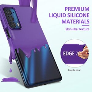 for Motorola Edge 2021 | Edge 5G UW Cover Case: Built in Screen Protector Full Body Protection Hard Front Bumper & Soft Silicone Back Cover Slim Rugged Shockproof Protective Phone Case (Purple)