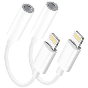 apple mfi certified 2 pack lightning to 3.5 mm headphone audio aux jack adapter dongle cable converter compatible with iphone 12 11 pro xr xs max x 8 7 ipad