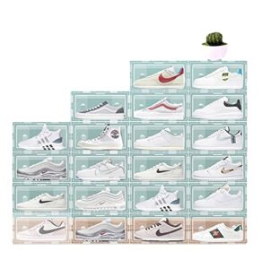 farwix shoe storage boxes clear plastic shoe boxes stackable, shoe storage 13 x 9.5 x 7in, shoe organizer with lids,8 pack shoe box, front opening shoe holder containers, storage box for multi-use