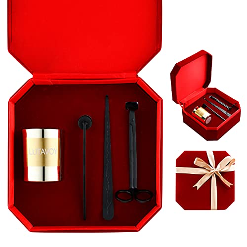 LUTAVOY Scented Candles Gift Set with Candle Tools Gift Box for Candle Lovers Soy Wax Sweet Aromatherapy Candles for Home Scented (ZT4-BLACK)