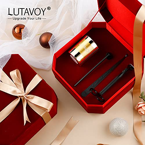 LUTAVOY Scented Candles Gift Set with Candle Tools Gift Box for Candle Lovers Soy Wax Sweet Aromatherapy Candles for Home Scented (ZT4-BLACK)