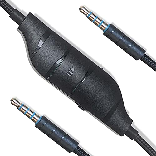 MQDITH G633 Cable Aux Cord Replacement Compatible with Logitech G633/G635/G933/G935 Gaming Headset, 3.5mm 4-pin 4.92ft Audio Cable with Inline Mic and Volume Control(4.92FT/1.5Meter, Black)