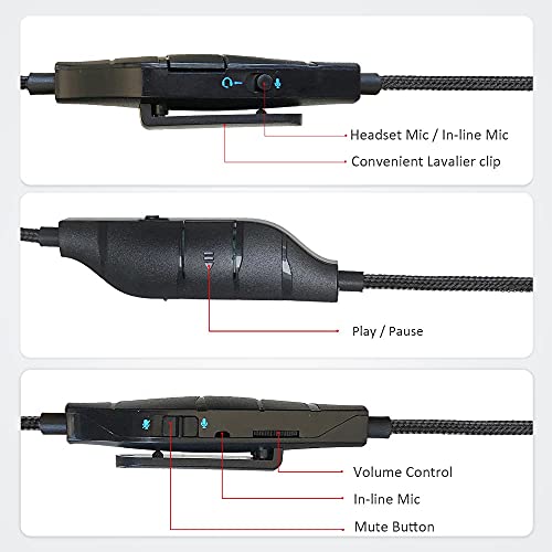 MQDITH G633 Cable Aux Cord Replacement Compatible with Logitech G633/G635/G933/G935 Gaming Headset, 3.5mm 4-pin 4.92ft Audio Cable with Inline Mic and Volume Control(4.92FT/1.5Meter, Black)