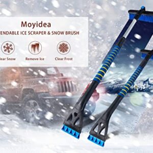 Moyidea 36" Extendable Ice Scraper Snow Brush Detachable Snow Removal Tool with Ergonomic Foam Grip for Car SUV Truck