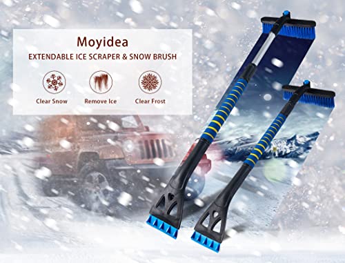 Moyidea 36" Extendable Ice Scraper Snow Brush Detachable Snow Removal Tool with Ergonomic Foam Grip for Car SUV Truck