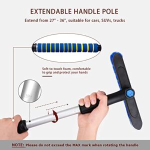 Moyidea 36" Extendable Ice Scraper Snow Brush Detachable Snow Removal Tool with Ergonomic Foam Grip for Car SUV Truck