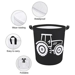 Vintage Tractor Laundry Basket Hamper Bag Dirty Clothes Storage Bin Waterproof Foldable Collapsible Toy Organizer for Office Bedroom Clothes Toys Gift Basket
