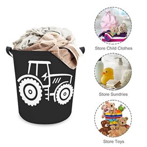 Vintage Tractor Laundry Basket Hamper Bag Dirty Clothes Storage Bin Waterproof Foldable Collapsible Toy Organizer for Office Bedroom Clothes Toys Gift Basket