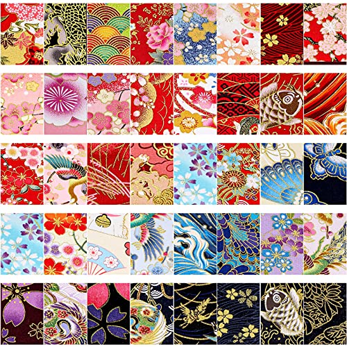 40 Pcs Japanese Jelly Cotton Fabric Patchwork Roll, 2.55 Inch Roll Up Cotton Fabric Quilting Strips, Jelly Fabric Patchwork Craft Cotton Fabric for Quilters and Sewing DIY Crafts (Japanese Style)