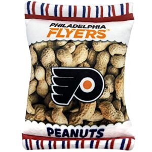 nhl philadelphia flyers crinkle fine plush dog & cat squeak toy - cutest stadium peanuts snack plush toy for dogs & cats with inner squeaker & beautiful baseball team name/logo