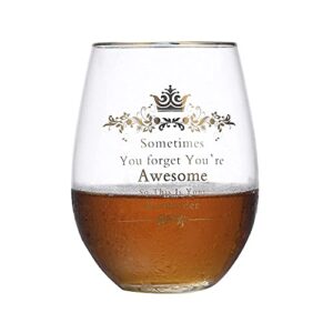 MOMRNTAIL Thank You Gifts, Funny Inspirational Birthday Christmas Gifts for Women 15 Ounce Wine Glasses Water Tumbler Juice Cup Gifts Sometimes You Forget You’re Awesome So This Is Your Reminder