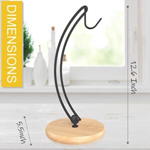 Signice Banana Holder Stand - Newest Patented Modern Banana Tree Hanger with Wood Base Stainless Steel Banana Rack for Home Kitchen Use,Doesn't Tip Over (Black)