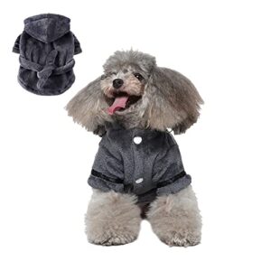 cheeseandu dog bathrobe for small dogs winter luxury soft flannel thickened hooded pajamas quick drying and super absorbent dog bath towel soft pet nightwear for puppy small dogs cats,grey