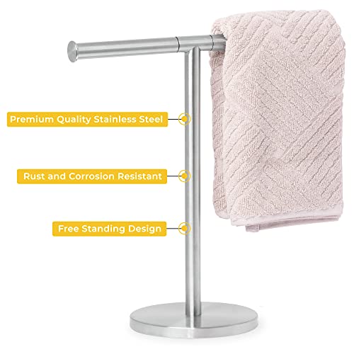 Hand Towel Stand for Bathroom Counter- Stylish Countertop Towel Stand for Your Home - Stainless Steel Fingertip Towel Holder Stand - Free Standing Hand Towel Holder Perfect for Every Home