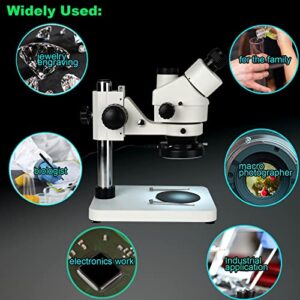 SVBONY SM402 Microscope for Adults, Professional Trinocular Stereo Zoom Microscope, with WF10x Eyepieces, 0.7X-4.5X Zoom Objective, LED Lighting, Large Pillar-Style Table Stand