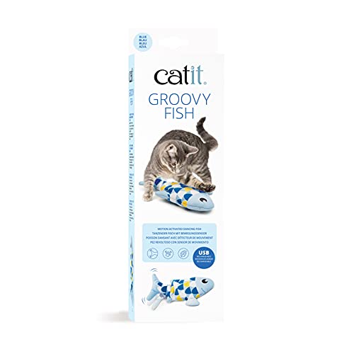 Catit Groovy Fish Interactive Cat Toy with Catnip, Blue