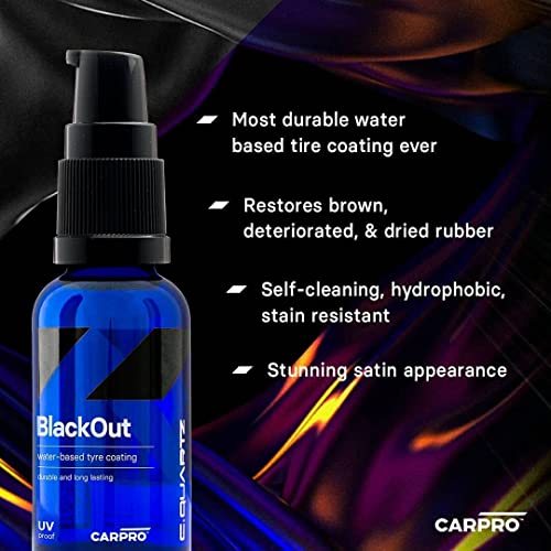 CARPRO CQUARTZ Blackout - Tire Coating and Dressing for Trim and Rubber, Polysiloxane and Durable on Unpainted Resin Materials (50mL)