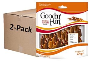 good'n'fun triple flavored rawhide kabobs for dogs, 24 oz | 36 count (p-94187)- 2 pack