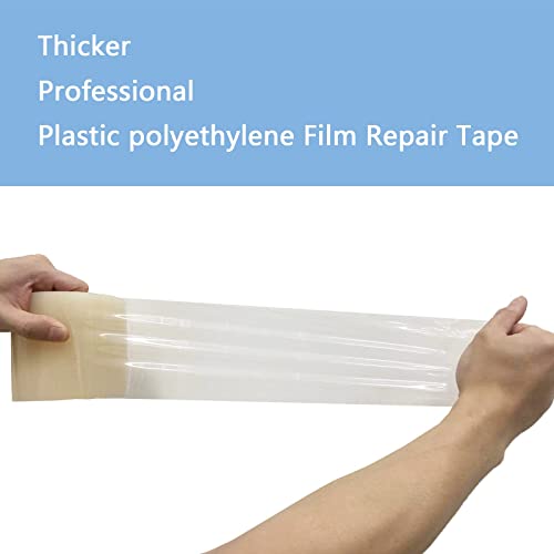 Greenhouse Plastic Sheeting Tape, Greenhouse Plastic Repair Tape,UV Greenhouse Plastic Tape Repair Clear Plastic Film 6 mil Reinforced Tape to Repair Polyethylene Rip Poly Patch Repair kit(4" x108')