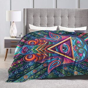 All Seeing Eye Indian Fatima Hamsa Hand Throw Blanket Sherpa Blanket Super Soft Fleece Plush Blankets Fuzzy Warm Cozy Microfiber Flannel Blanket for All Season 60"x50"