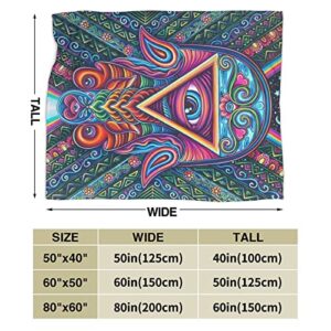 All Seeing Eye Indian Fatima Hamsa Hand Throw Blanket Sherpa Blanket Super Soft Fleece Plush Blankets Fuzzy Warm Cozy Microfiber Flannel Blanket for All Season 60"x50"