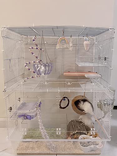 WOLEDOE Rat Cage Platform, All-Metal Basket Chew-Proof Design, Chinchilla Toys and Cage Accessories Ledge Ramp fit Ferret, Guinea Pig, Sugar Glider
