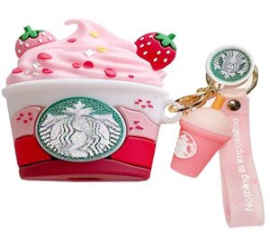 airpods pro case,3d cute funny cool kawaii fashion ice cream cup airpods pro case,soft silicone skin cover shock-absorbing protective case with keychain for airpods pro charging case