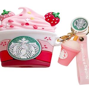 Airpods pro Case,3D Cute Funny Cool Kawaii Fashion Ice Cream Cup Airpods pro Case,Soft Silicone Skin Cover Shock-Absorbing Protective Case with Keychain for Airpods pro Charging Case