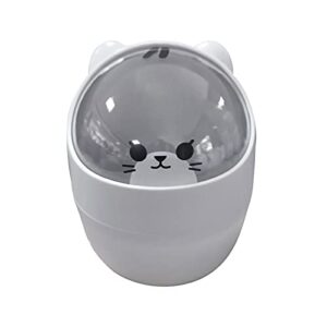 d-groee mini trash can with lid, waste bin mini multifunctional reusable desktop lovely cartoon garbage storage basket for indoor grey