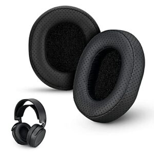 enhanced arctis earpads for 1, 3, 5, 7, 9, pro & prime headphones, with real memory foam, pu leather perforated, upgrade over standard arctis ear cushions by brainwavz (black)