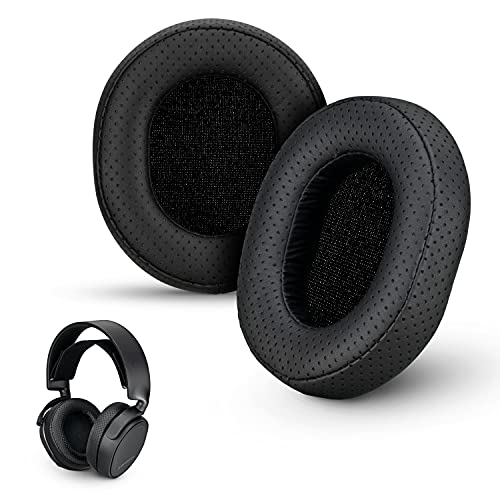 Enhanced Arctis Earpads for 1, 3, 5, 7, 9, Pro & Prime Headphones, with Real Memory Foam, PU Leather Perforated, Upgrade Over Standard Arctis Ear Cushions by Brainwavz (Black)