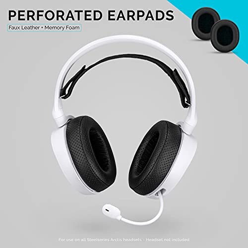 Enhanced Arctis Earpads for 1, 3, 5, 7, 9, Pro & Prime Headphones, with Real Memory Foam, PU Leather Perforated, Upgrade Over Standard Arctis Ear Cushions by Brainwavz (Black)