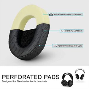 Enhanced Arctis Earpads for 1, 3, 5, 7, 9, Pro & Prime Headphones, with Real Memory Foam, PU Leather Perforated, Upgrade Over Standard Arctis Ear Cushions by Brainwavz (Black)