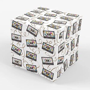 stesha party 80s 90s cassette tape gift wrapping paper - folded flat 30 x 20 inch (3 sheets)