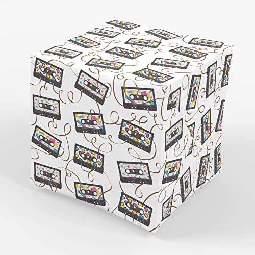 Stesha Party 80s 90s Cassette Tape Gift Wrapping Paper - Folded Flat 30 x 20 Inch (3 Sheets)