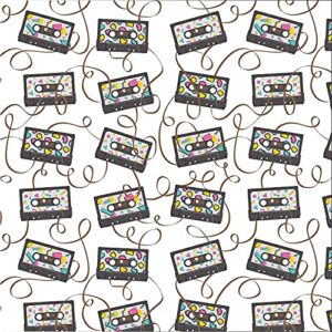 Stesha Party 80s 90s Cassette Tape Gift Wrapping Paper - Folded Flat 30 x 20 Inch (3 Sheets)