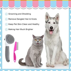 Cat Brush for Shedding and Grooming, Pet Self Cleaning Slicker Brush with Cat Hair Comb by KALAMANDA