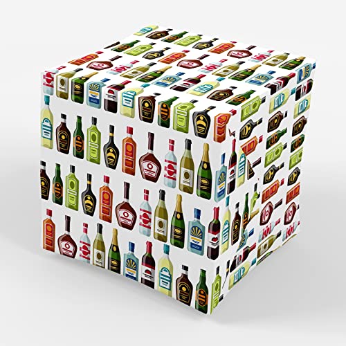 Stesha Party Beer Bottles Wrapping Paper Gift Wrap Men - Folded Flat 30 x 20 Inch - 3 Sheets